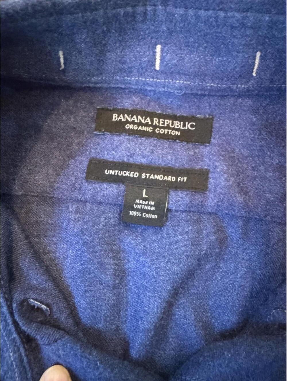 Banana Republic Organic Cotton Shirt Men Large Untucked Standard Fit Blue